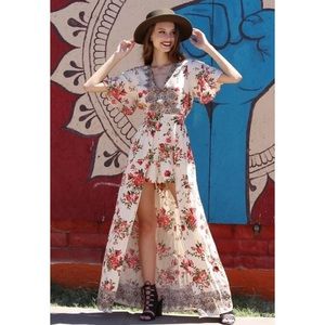 Angie Wanderlust Floral Maxi Romper